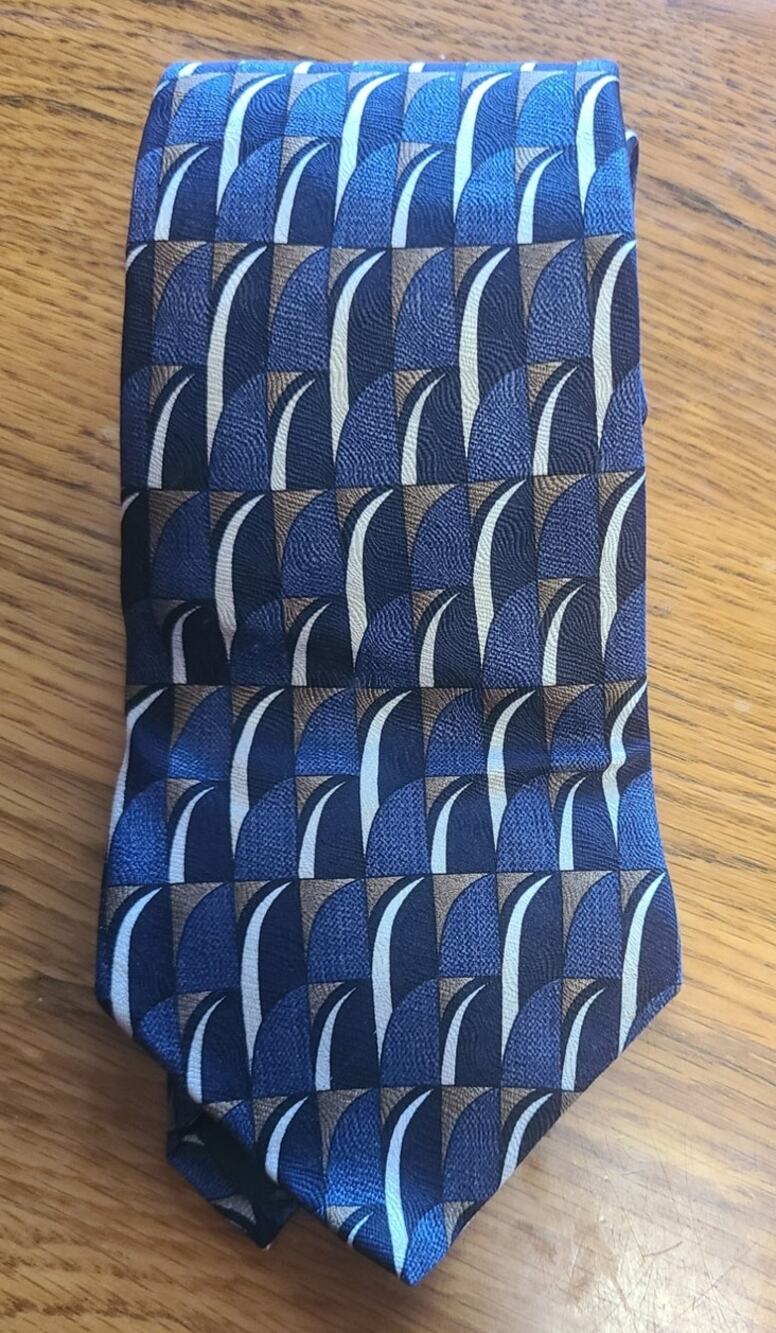 PIERRE CARDIN Men Silk Neck Tie Blue Geometric Accessories Office Professional